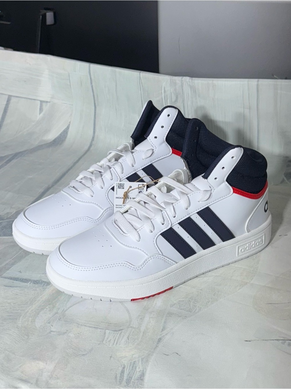Adidas Men's Hoops 3.0 Mid 'White Legend Ink Vivid Red Size US 8